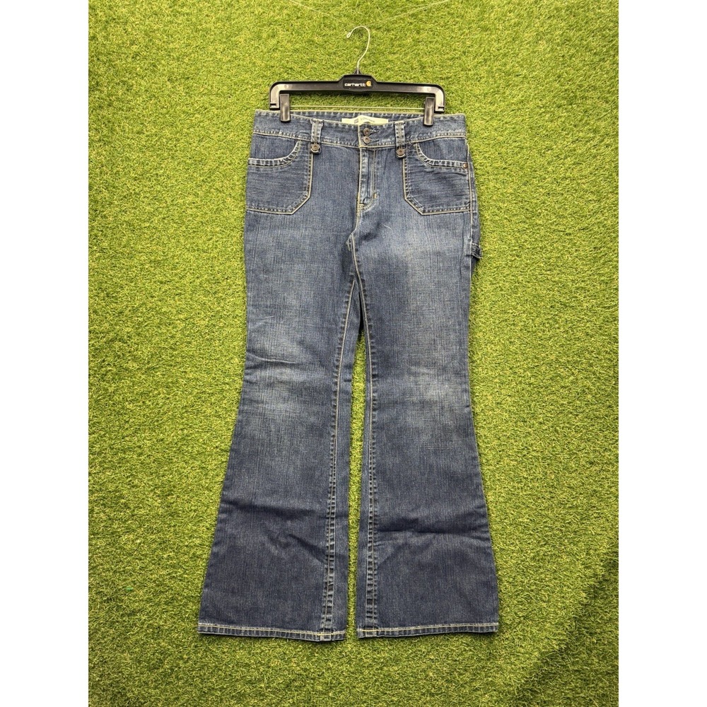 Gap Carpenter Jeans Womens 8 Dark Wash High Rise Flare Denim Stretch Wide Leg